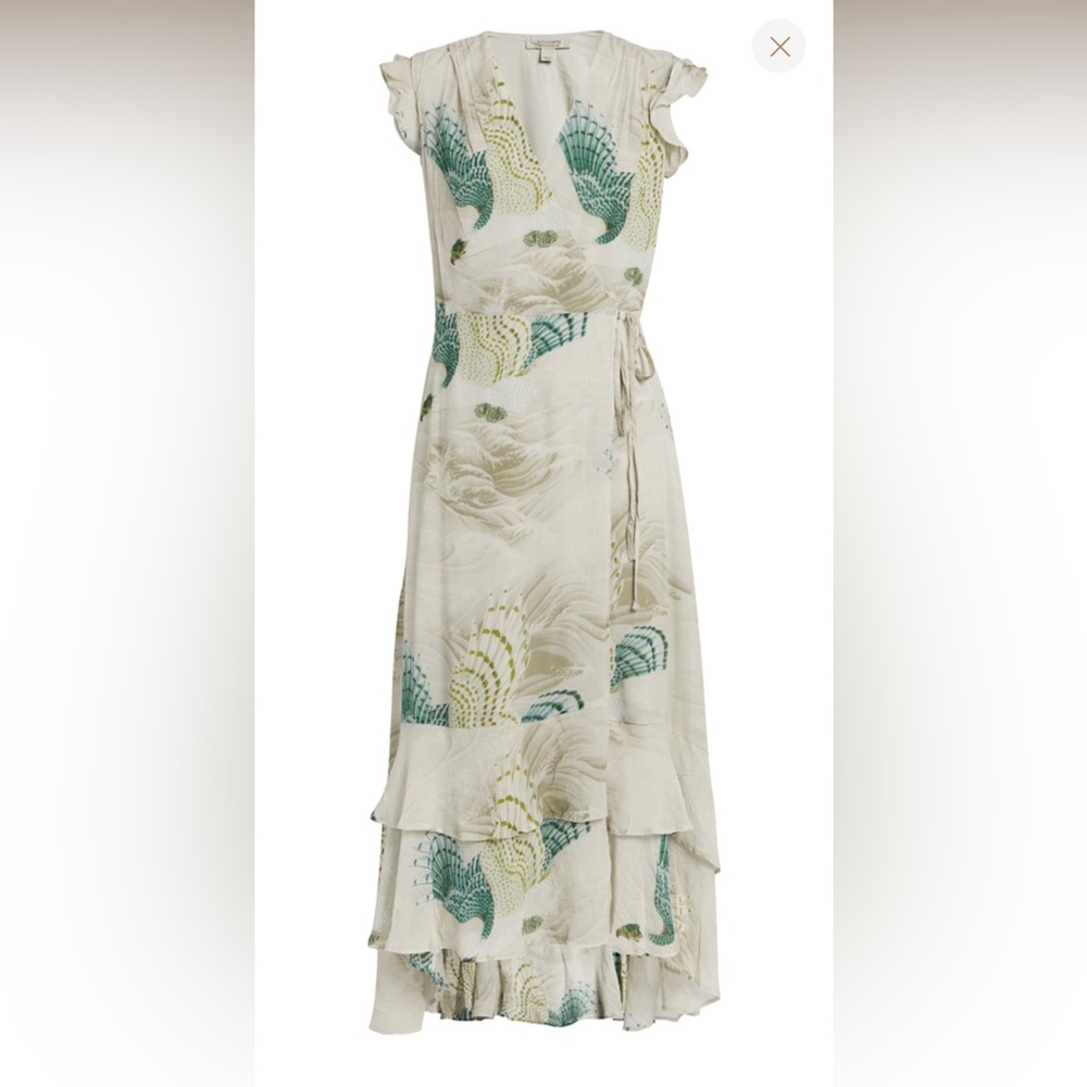 ALLSAINTS Dela Ngaru Wrap Midi  Dress Size 4